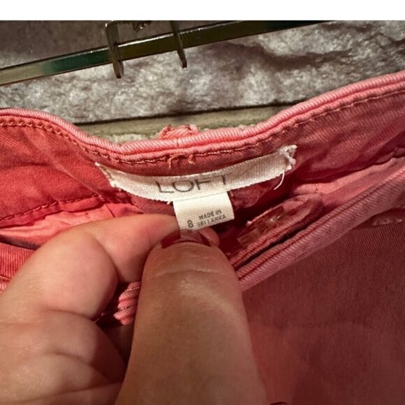 LOFT Chino Cropped Pants Mid-Rise Slim Fit Capri Ankle Cut Coral Pink Women's 8 - Picture 6 of 6